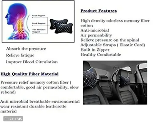 RONISH BlackWhite Leatherite Daimond Print Car Cushion (Set of 2) for Hyundai Santro Xing XO-thumb2