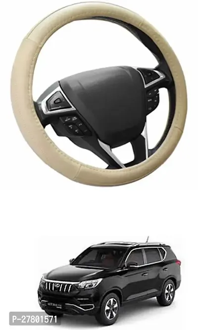 Designer Car Steering Cover Round Beige For Mahindra Alturas G4