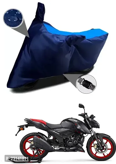 RONISH Waterproof Two Wheeler Cover (Black,Blue) For TVS Apache RTR 160 4V_t10-thumb0