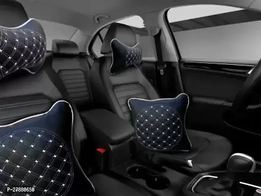 Car Neckrest Pillow Black Silver Set Of 4 For Maruti Suzuki WagonR Electric Vehicle-thumb2