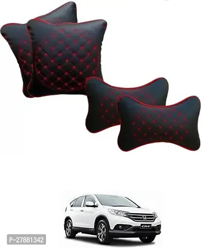 Car Neckrest Pillow Black Red Set Of 4 For Honda CR-V-thumb0