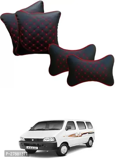 Car Neckrest Pillow Black Red Set Of 4 For Maruti Suzuki Eeco-thumb0