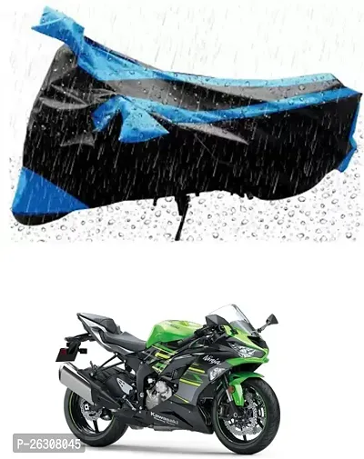 RONISH Two Wheeler Cover (Black,Blue) Fully Waterproof For Kawasaki Ninja ZX-6R