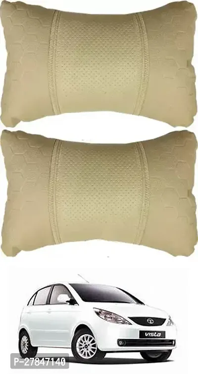 Stylish Car Neckrest Pillow Football Design Beige For Tata Indica Vista