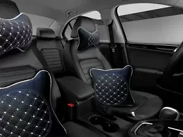 Car Neckrest Pillow Black Silver Set Of 4 For Maruti Suzuki Vitara Brezza-thumb1