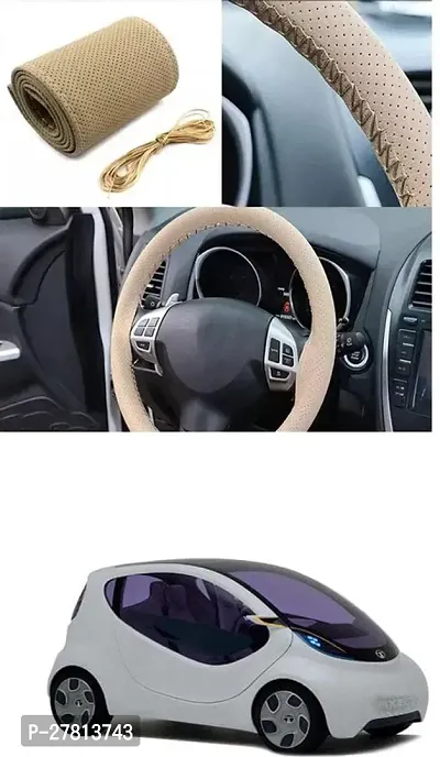 Stylish Car Steering Cover Beige Stiching  For Honda pixel