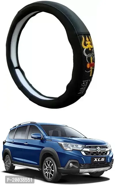 RONISH Exclusive Ring Type Car Steering Wheel Cover (Om Namah Shivay) Black For Maruti Suzuki XL6-thumb0