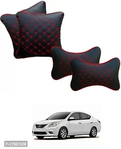 Car Neckrest Pillow Black Red Set Of 4 For Nissan Sunny