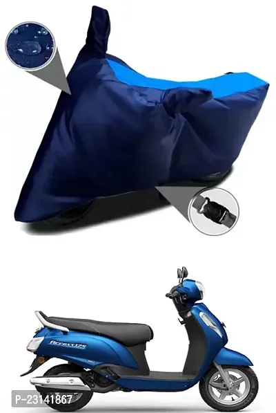 RONISH Waterproof Two Wheeler Cover (Black,Blue) For Suzuki New Access 125_t6