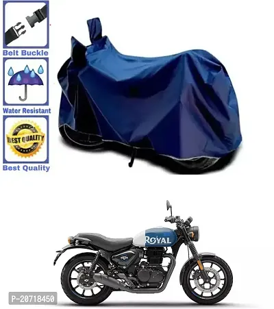 RONISH Waterproof Bike Cover/Two Wheeler Cover/Motorcycle Cover (Navy Blue) For Royal Enfield Hunter 350-thumb0