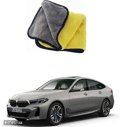 BHAVNISH Car Washing Cloth/Microfiber Cloth/Towel/Cleaning Cloth (Yellow) Pack Of 1,(400 GSM) For BMW 6 Series GT