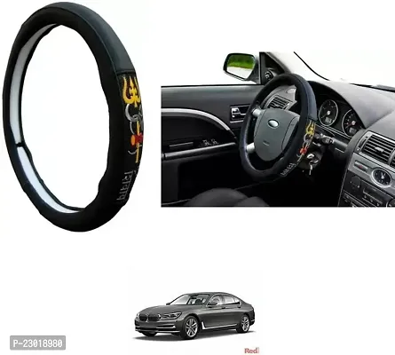 RONISH Exclusive Ring Type Car Steering Wheel Cover (Om Namah Shivay) Black For BMW 730d