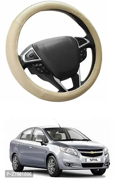 Designer Car Steering Cover Round Beige For Chevrolet Sail