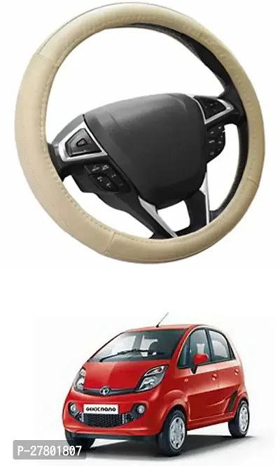 Designer Car Steering Cover Round Beige For Tata Nano Genx