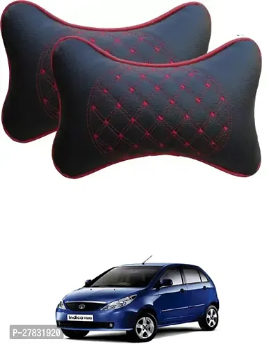 Stylish Car Neckrest Pillow Diamond Print Black For Tata Vista Tech