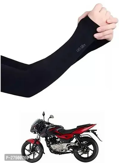 Stylish Breathable and Stretchable Arm Sleeve With Thumb Hole For Bajaj Pulsar 180 DTS-i