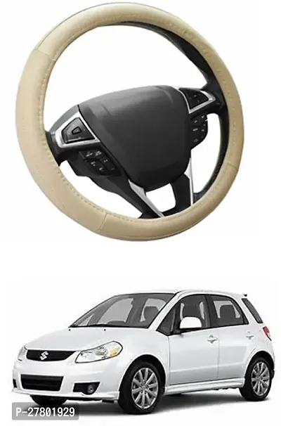 Designer Car Steering Cover Round Beige For Maruti Suzuki Sx4-thumb0