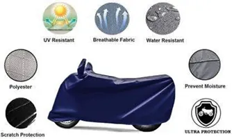 RONISH 100% Water Resistant Plain Blue Two Wheeler Cover for Electric Wave Dx-thumb2