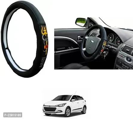 RONISH Exclusive Ring Type Car Steering Wheel Cover (Om Namah Shivay) Black For Hyundai Elite i20-thumb0