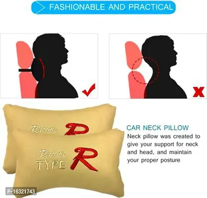 RONISH Beige Leatherite Type R Print Car Cushion (Set of 2) for ICML Extreme Ambulance DI AC BSIII-thumb2