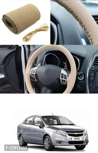 Stylish Car Steering Cover Beige Stiching  For Chevrolet Sail