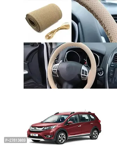 Stylish Car Steering Cover Beige Stiching  For Honda BRV-thumb0