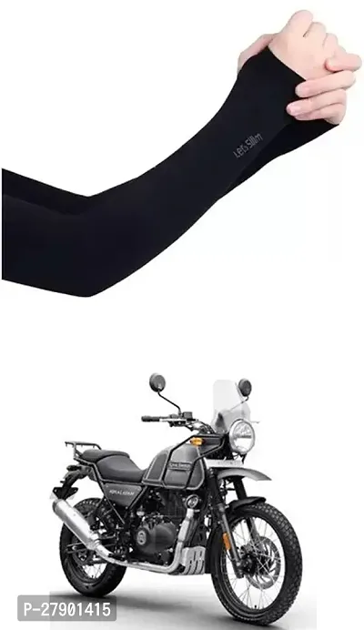 Stylish Breathable and Stretchable Arm Sleeve With Thumb Hole For Royal Enfield Himalayan-thumb0