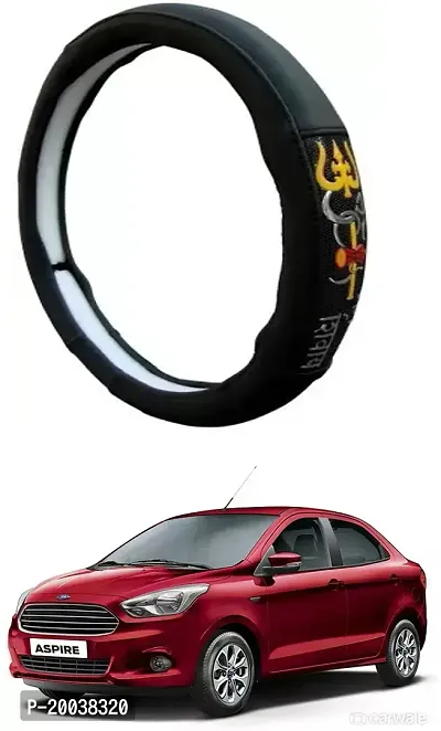 RONISH Exclusive Ring Type Car Steering Wheel Cover (Om Namah Shivay) Black For Ford Aspire