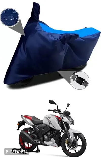 RONISH Waterproof Two Wheeler Cover (Black,Blue) For TVS Apache RTR 160 4V_t12