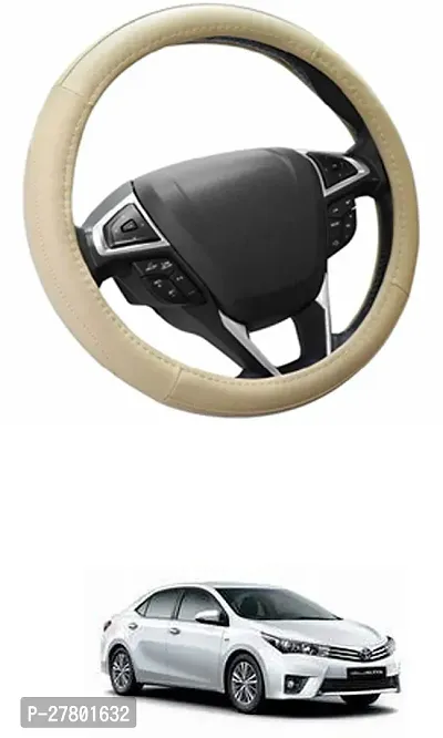 Designer Car Steering Cover Round Beige For Toyota Corolla Altis