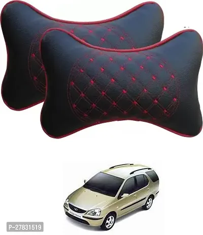 Stylish Car Neckrest Pillow Diamond Print Black For Tata Indigo Marina-thumb0