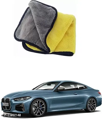 BHAVNISH Car Washing Cloth/Microfiber Cloth/Towel/Cleaning Cloth (Yellow) Pack Of 1,(400 GSM) For BMW 4-Series