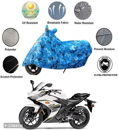 Stylish Blue Polyester Yamaha YZF R3 Bike Cover