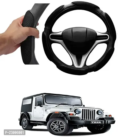 Car Better Grip Black Steering Wheel Cover (Slip-in) For Mahindra Thar-thumb0