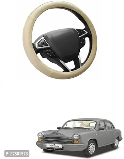 Designer Car Steering Cover Round Beige For Universal For Car Ambassador Mpfi