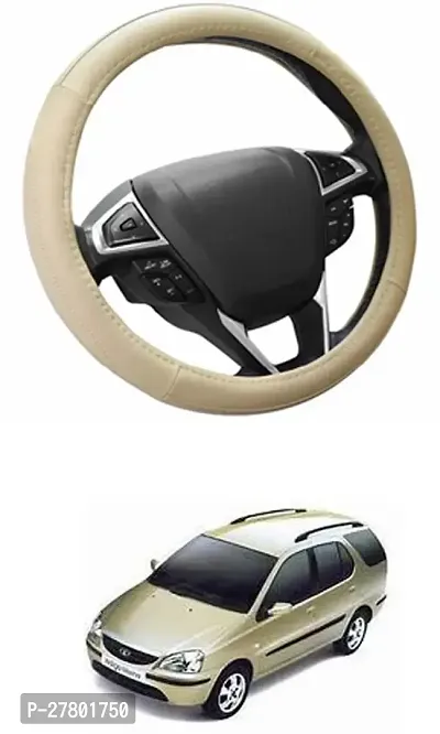 Designer Car Steering Cover Round Beige For Tata Indigo Marina-thumb0