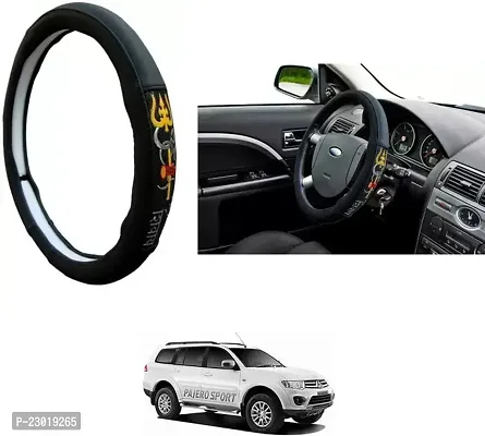 RONISH Exclusive Ring Type Car Steering Wheel Cover (Om Namah Shivay) Black For Mitsubishi Pajero Sport