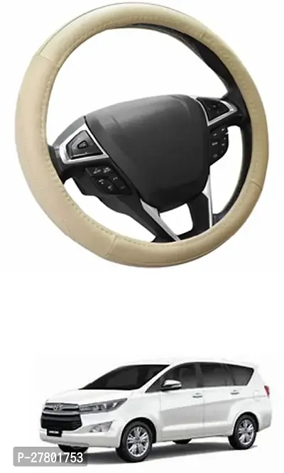 Designer Car Steering Cover Round Beige For Toyota Innova Crysta