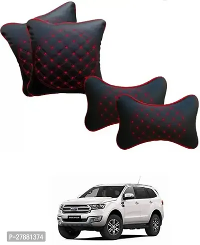 Car Neckrest Pillow Black Red Set Of 4 For Ford Endeavour