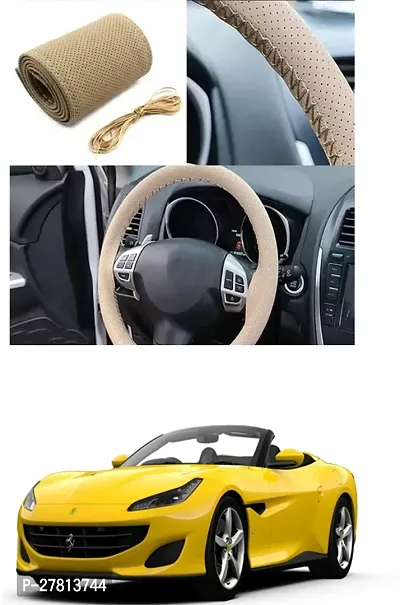 Stylish Car Steering Cover Beige Stiching  For Ferrari Portofino