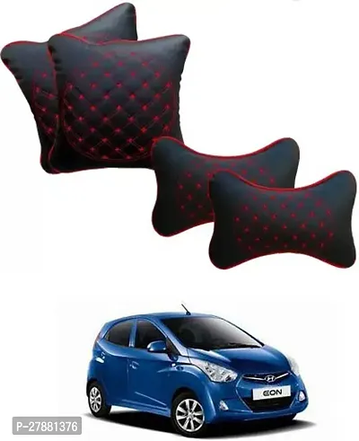 Car Neckrest Pillow Black Red Set Of 4 For Hyundai Eon