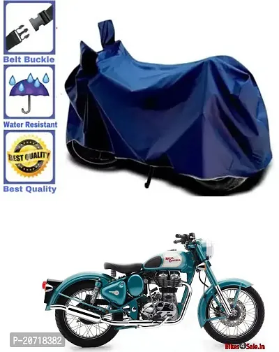 RONISH Waterproof Bike Cover/Two Wheeler Cover/Motorcycle Cover (Navy Blue) For Royal Enfield Classic Squadron-thumb0