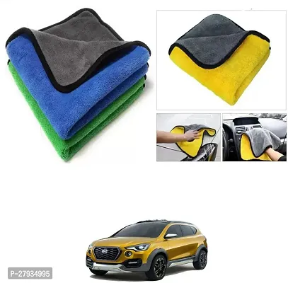 Car Cleaning Microfiber Cloth Pack Of 2 Multicolor For Datsun Go-Cross