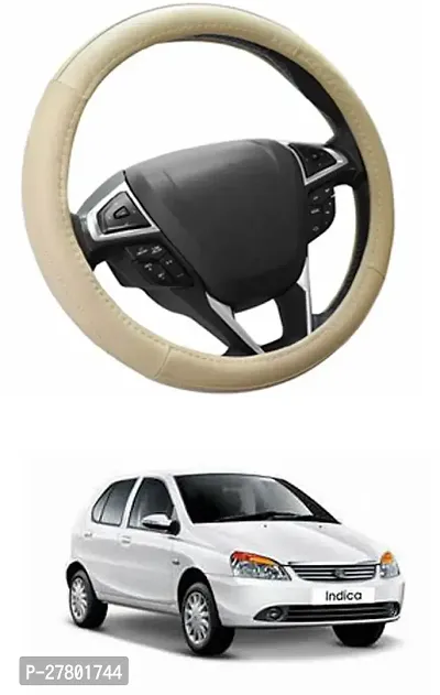 Designer Car Steering Cover Round Beige For Tata Indica V2