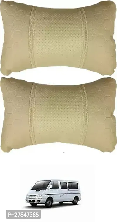 Stylish Car Neckrest Pillow Football Design Beige For Tata Winger