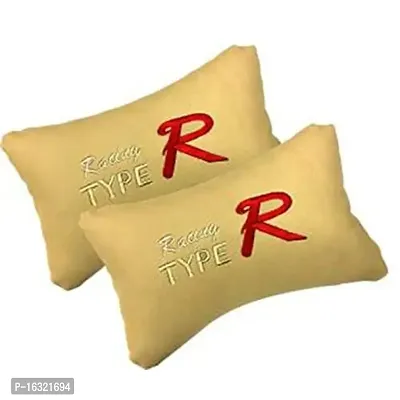 RONISH Beige Leatherite Type R Print Car Cushion (Set of 2) for Mercedes Benz S300-thumb0