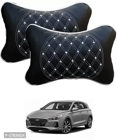 Stylish Car Neckrest Pillow  Premium Make Diamond Print Black-Silver For Hyundai Elantra