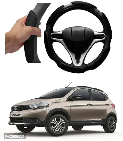 Car Better Grip Black Steering Wheel Cover (Slip-in) For Tata Tiago NRG-thumb0