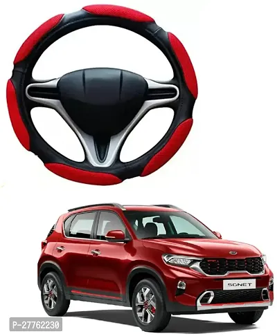 Car Steering Cover Red Black 6G Better Grip For Kia Sonet