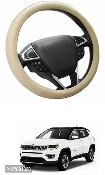 Designer Car Steering Cover Round Beige For Jeep Compass